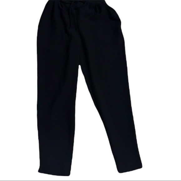 Monteau Los Angeles Drawstring Waist Semi Tapered Black Ankle Pants with Pockets - Picture 5 of 9
